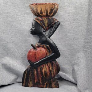 Vintage Unique Handmade African Inspired Hand-Carved Wood Art/Sculpture